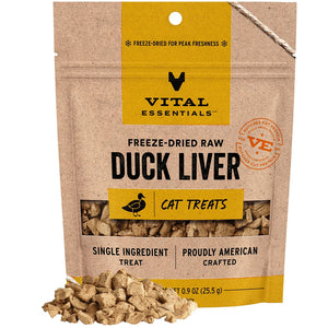 Vital Essentials Freeze-Dried Duck Liver Treats for Cats 0.9-oz - Cat Treats 1