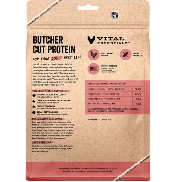 Vital Essentials Freeze-Dried Raw Chicken Necks Dog Treats 9-oz - Dog Treats 7