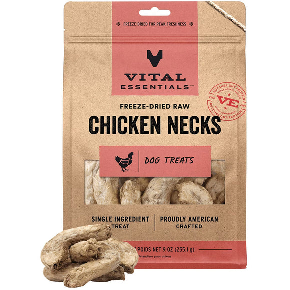 Vital Essentials Freeze-Dried Raw Chicken Necks Dog Treats 9-oz - Dog Treats 1