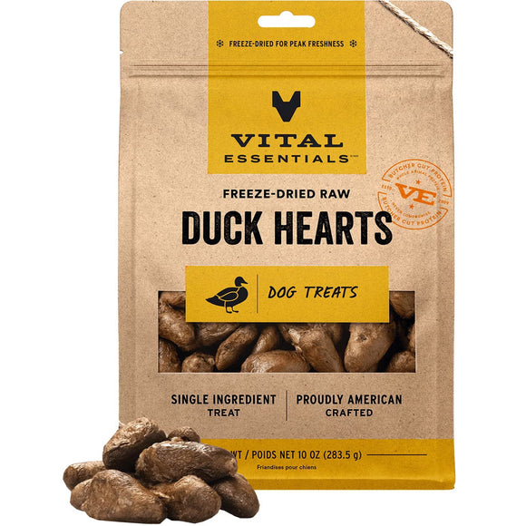 Vital Essentials Freeze-Dried Raw Duck Hearts Dog Treats 10-oz - Dog Treats 1