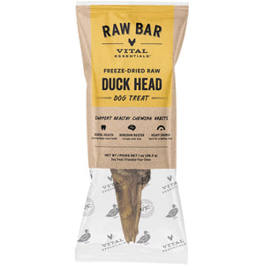 Vital Essentials Raw Bar Single Ingredient Freeze-Dried Dog 1-count - Duck Head - Dog Treats 1