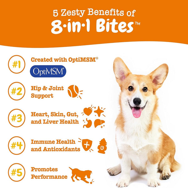 Zesty Paws 8-in 1 Multifunctional Bites Chicken Flavored Soft Chews For Dogs (90 ct)