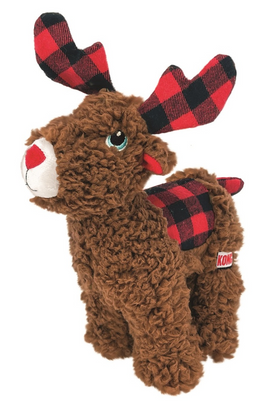 KONG Holiday Sherps Reindeer Plush Dog Toy - Flannel Print - Plush Dog Toys 2