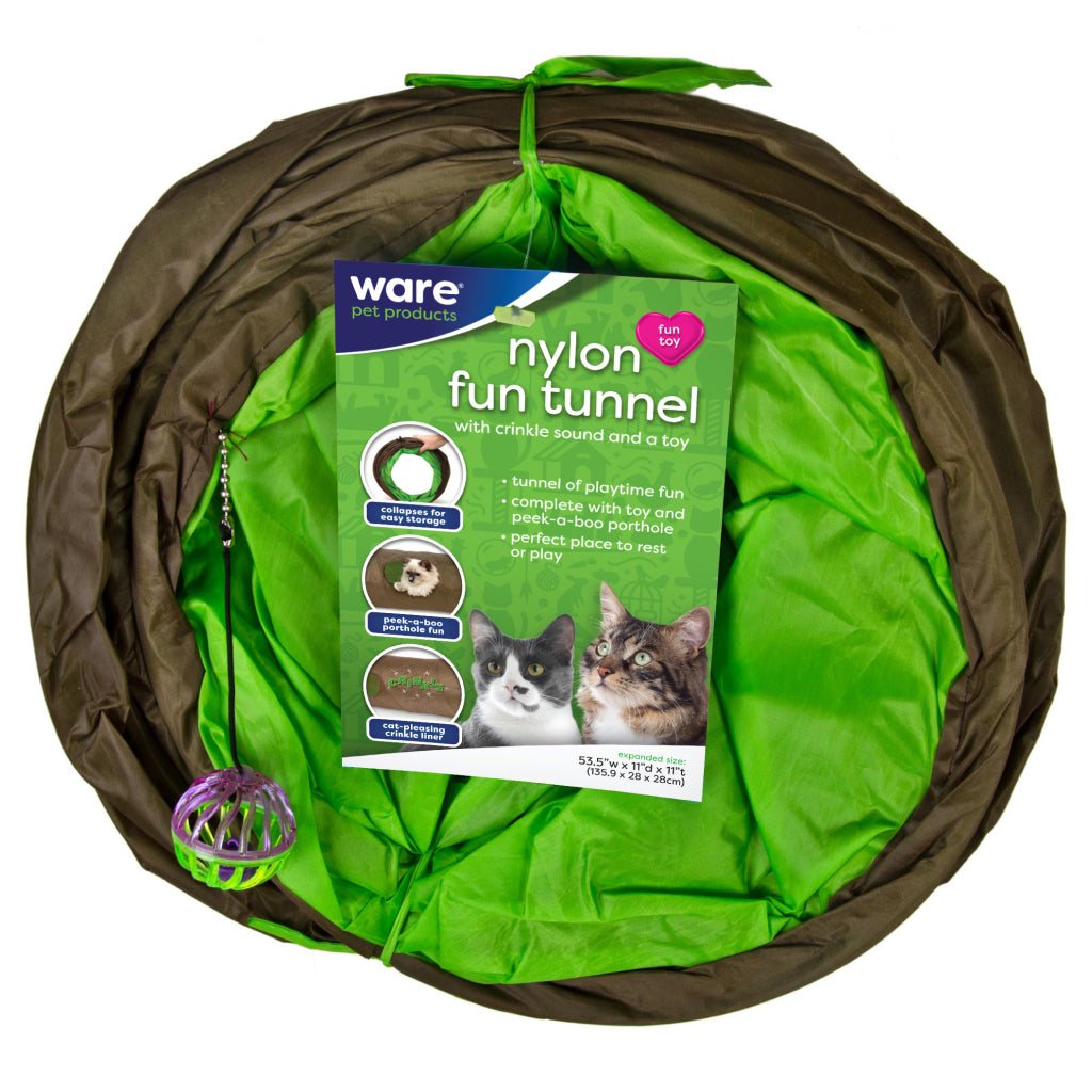 Ware Nylon Fun Tunnel Toy for Cats - Crinkle Play Tunnel