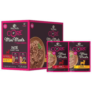 Wellness CORE Grain-Free Small Breed Mini Meals Pate Wet Dog Food Variety Pack (3 oz x 12 pouches)