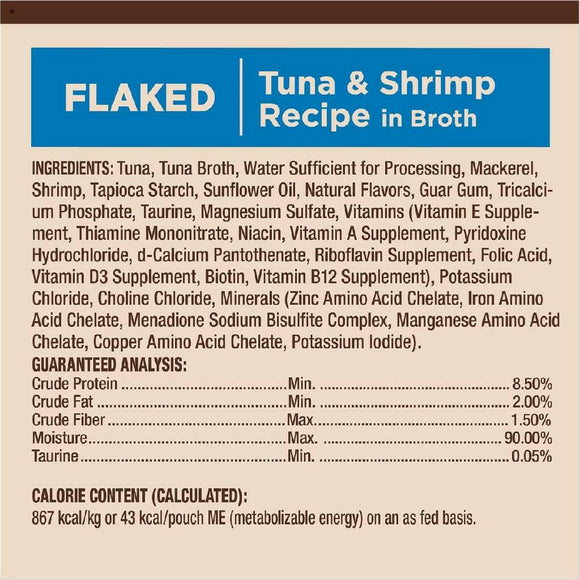 Wellness CORE Tiny Tasters Grain-Free Flaked Tuna & Shrimp Wet Food for Cats (1.75 oz x 12 pouches)