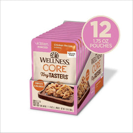 Wellness CORE Tiny Tasters Grain-Free Micned Chicken Wet Food for Kittens (1.75 oz x 12 pouches)