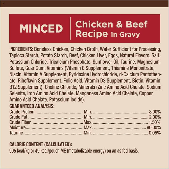 Wellness CORE Tiny Tasters Grain-Free Minced Chicken & Beef Wet Food for Cats (1.75 oz x 12 pouches)