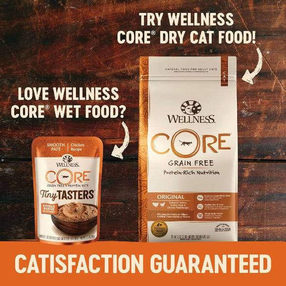 Wellness CORE Tiny Tasters Grain-Free Smooth Pate Tuna & Salmon Wet Food for Cats (1.75 oz x 12 pouches)