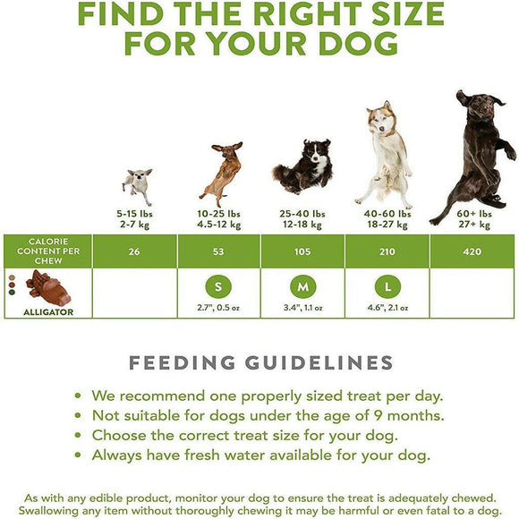 Whimzees Alligator Natural Daily Dental Long Lasting Treats For Small Dog (150 ct)