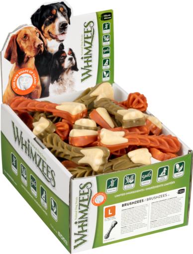 Whimzees Brushzees Large Dental Treats For Pets Bulk (30 Count) - Dog Dental Care 1