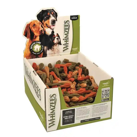 Whimzees Brushzees X-Small Dental Dog Treats Bulk (350 ct) - Dog Dental Care 1