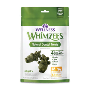 WHIMZEES by Wellness Alligator Natural Grain Free Dental Chews For Medium Dogs (12 pc) - Dog Dental Care 1