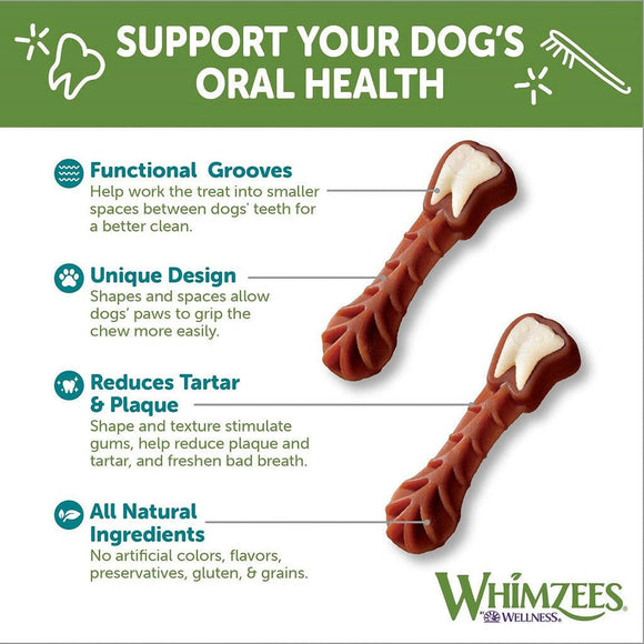 WHIMZEES by Wellness Brushzees Natural Dental Chews for Dogs, Large Breed (12.7 oz)