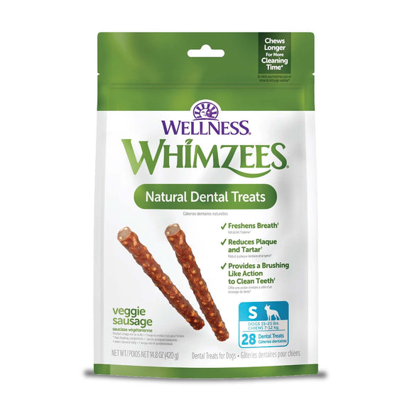 Whimzees by Wellness Dental Chew Veggie Sausage For Small Dog (28 Pack) - Dog Dental Care 1