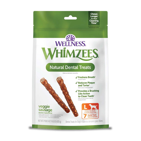 Whimzees by Wellness Dental Chews Veggie Sausage For Large Dog (7 Pack) - Dog Dental Care 1