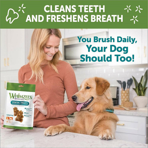 Whimzees by Wellness Hedgehog Dental Chews Natural Grain-Free Dental Treats For Large Dogs (6 ct)