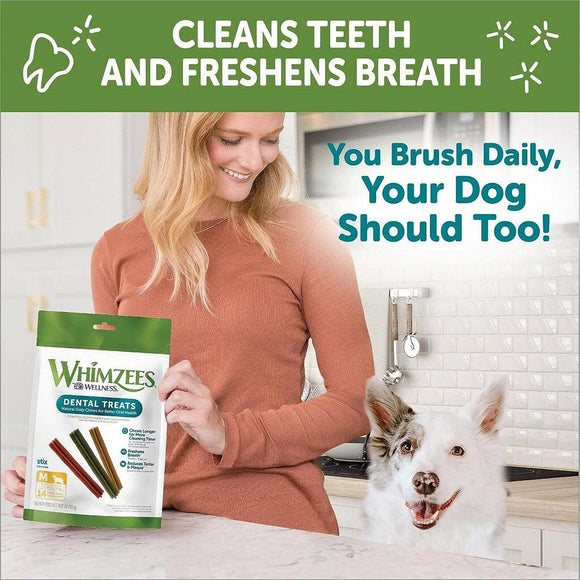 Whimzees by Wellness Stix Natural Grain Free Dental Chews For Medium Breed Dogs (14.8 oz)