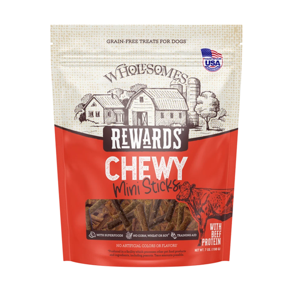 Wholesomes Rewards Chewy Mini Sticks Dog Treat (7 oz) - Beef - Dog Treats 1