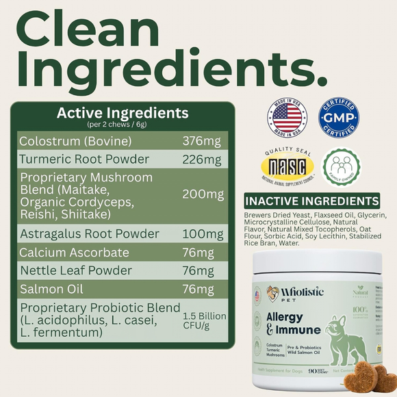 Wholistic Pet Allergy & Immune Soft Chews for Dogs (90 Chews) - Dog & Cat Immune & Allergy Supplements 5