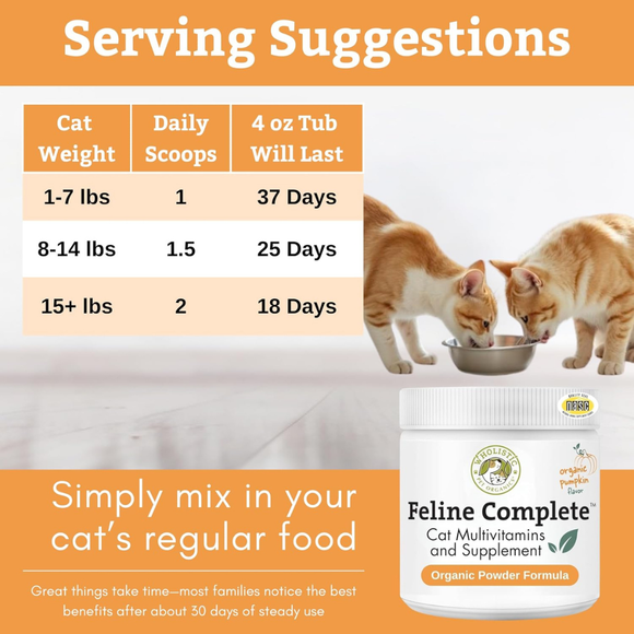 Wholistic Pet Organics Feline Complete Multivitamin for Cat Original Whitefish - Cat Supplements & Vitamins 6