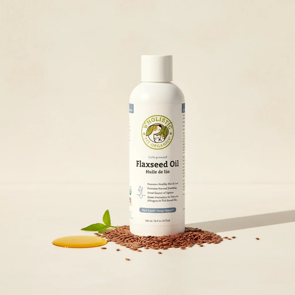 Wholistic Pet Organics Flaxseed Oil - Dog & Cat Skin & Coat Supplements 1