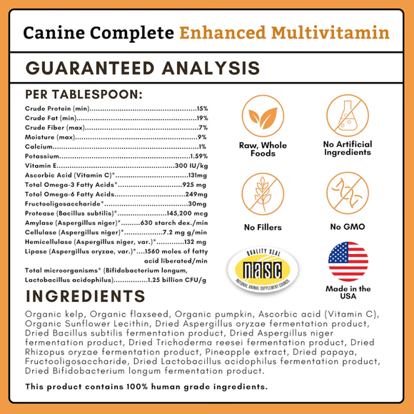 Wholistic Pet Organics Pumpkin Canine Complete Multivitamins for Dog - Dog Multi-Vitamins 7