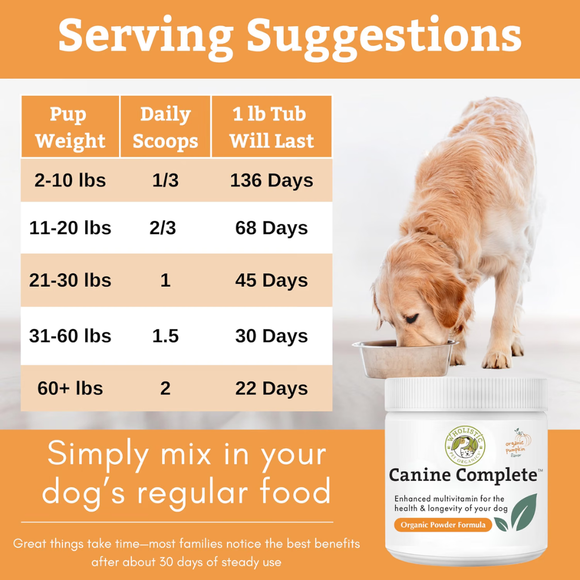 Wholistic Pet Organics Pumpkin Canine Complete Multivitamins for Dog - Dog Multi-Vitamins 9