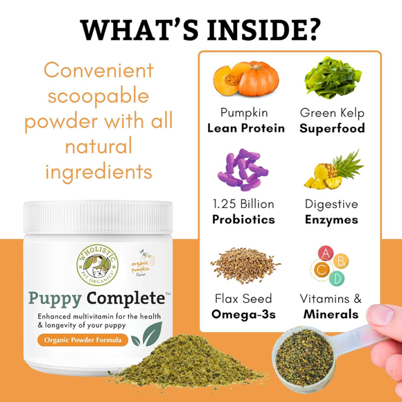 Wholistic Pet Organics Puppy Complete Organic Pumpkin Flavor Multivitamin for Puppies - Dog Vitamins & Supplements 3