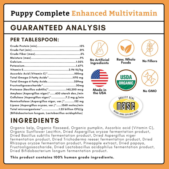Wholistic Pet Organics Puppy Complete Organic Pumpkin Flavor Multivitamin for Puppies - Dog Vitamins & Supplements 5