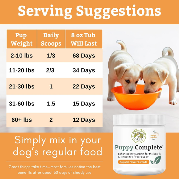 Wholistic Pet Organics Puppy Complete Organic Pumpkin Flavor Multivitamin for Puppies - Dog Vitamins & Supplements 7