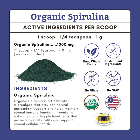 Wholistic Pet Organics Pure Spirulina for Cats & Dogs 3 oz - Dog & Cat Supplements & Vitamins 5