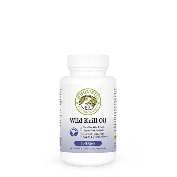 Wholistic Pet Organics Wild Krill Oil Capsules for Dogs & Cats - 60 Count - Dog & Cat Supplements & Vitamins 10