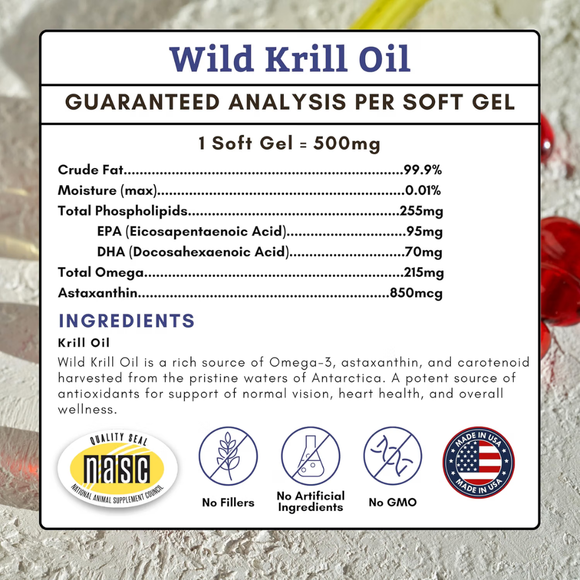 Wholistic Pet Organics Wild Krill Oil Capsules for Dogs & Cats - Dog & Cat Supplements & Vitamins 5