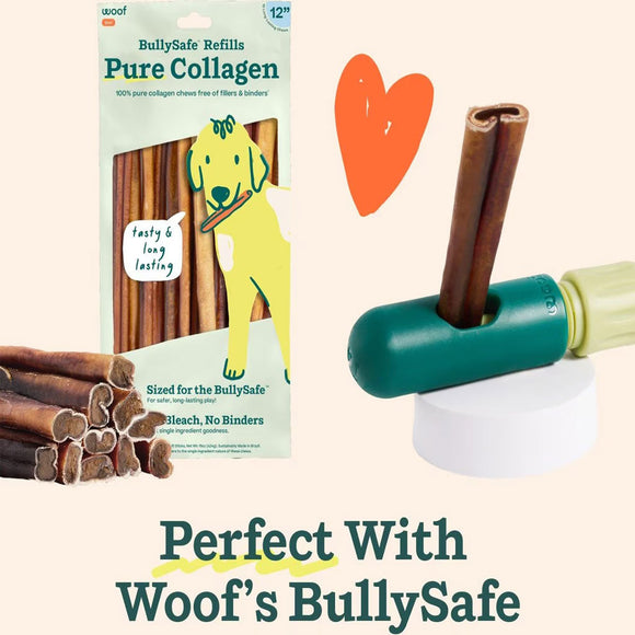 Woof Dog BullySafe Chews Pure Collagen Dog Treats, 6"