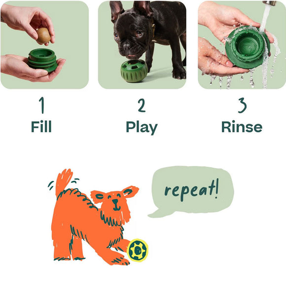 Woof Pupsicle Power Chewer Refillable Dog Treat Dispenser Toy, Green