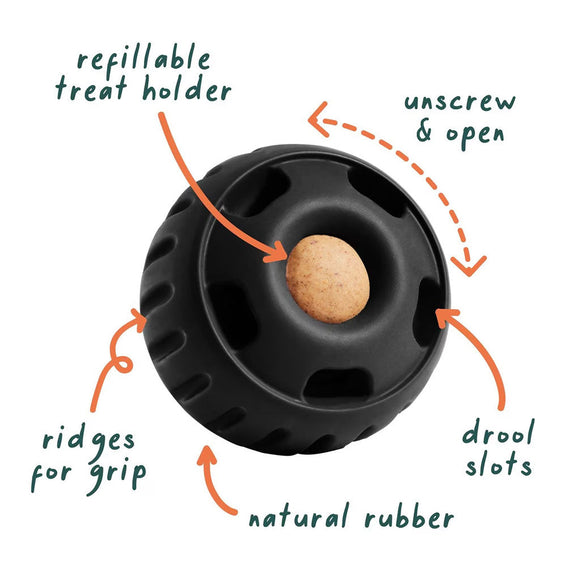 Woof Pupsicle Power Chewer Refillable Dog Treat Dispenser Toy, Black