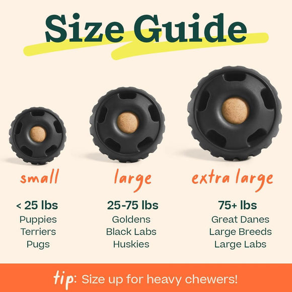 Woof Pupsicle Power Chewer Refillable Dog Treat Dispenser Toy, Black