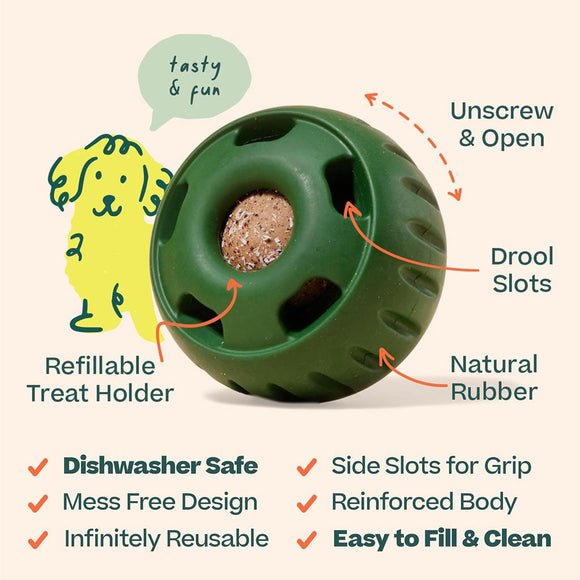 Woof Pupsicle Power Chewer Refillable Dog Treat Dispenser Toy, Green