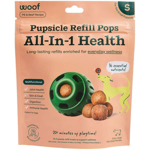Woof Pupsicle Refill Pops All-In-1 Health Peanut Butter & Beef Recipe Lickable Dog Treats, Small