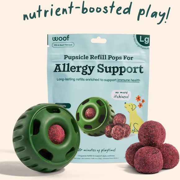 Woof Pupsicle Refill Pops for Allergy Support Peanut Butter & Beef Recipe Lickable Dog Treats, Large