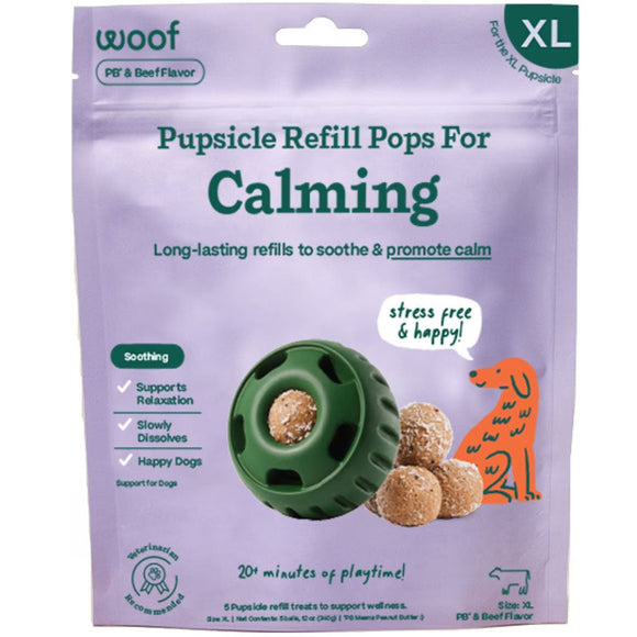 Woof Pupsicle Refill Pops for Calming Peanut Butter & Beef Recipe Lickable Dog Treats, X-Large