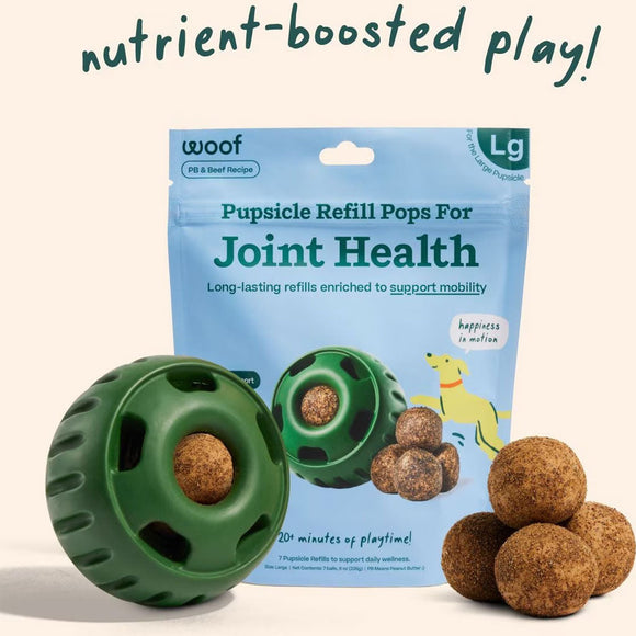 Woof Pupsicle Refill Pops for Joint Health Peanut Butter & Beef Recipe Lickable Dog Treats, Large