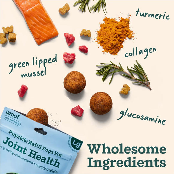 Woof Pupsicle Refill Pops for Joint Health Peanut Butter & Beef Recipe Lickable Dog Treats