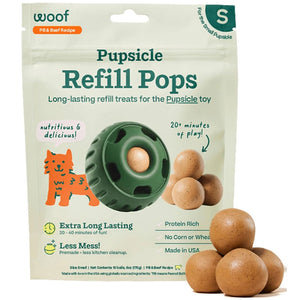 Woof Pupsicle Refill Pops Peanut Butter & Beef Recipe Lickable Dog Treats, Small