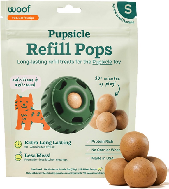 Woof Pupsicle Refill Pops Peanut Butter & Chicken Recipe Grain-Free Lickable Dog Treats - Small (10 ct) - Dog Treats 1