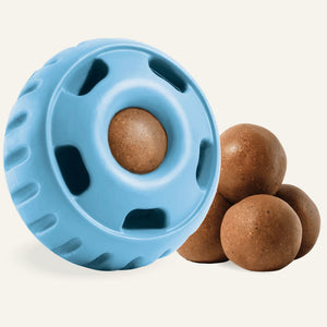 Woof Pupsicle Power Chewer Refillable Dog Treat Dispenser Toy, Blue