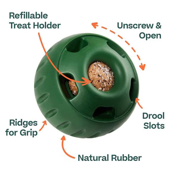 Woof Pupsicle Power Chewer Refillable Dog Treat Dispenser Toy, Green