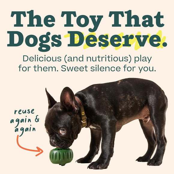 Woof Pupsicle Power Chewer Refillable Dog Treat Dispenser Toy, Green