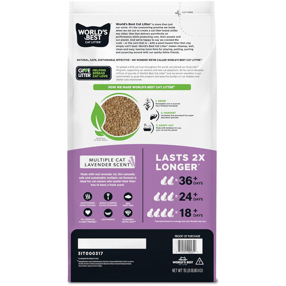 World’s Best Cat Litter Multiple Cat Lavender Scent 28 lbs - Cat Litter & Waste Disposal 3